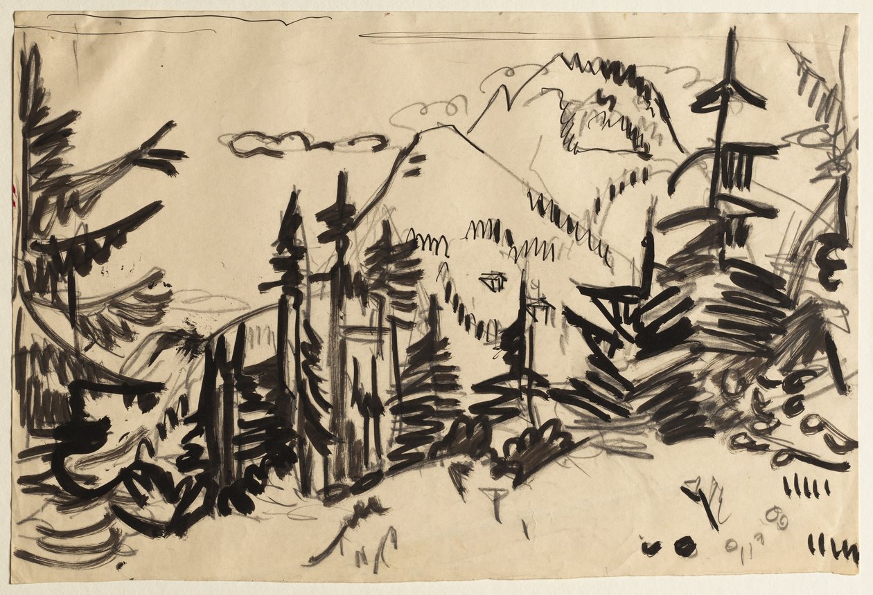 Hegyi táj fenyőkkel alkotó: Ernst Ludwig Kirchner