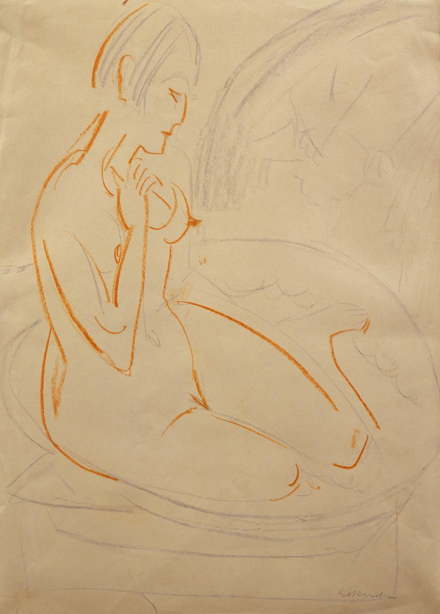 Meztelen; Akt, alkotó: Ernst Ludwig Kirchner