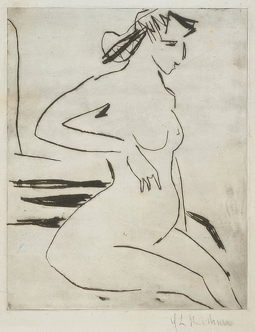 Terhes meztelen nő, ül. 1909 alkotó: Ernst Ludwig Kirchner