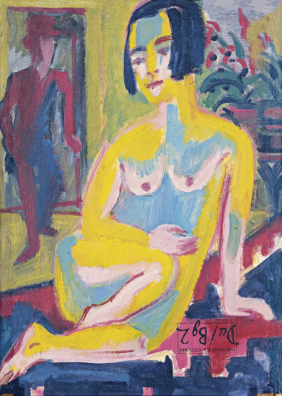 Ülő női akt. Tanulmány, kb 1921-1923 alkotó: Ernst Ludwig Kirchner