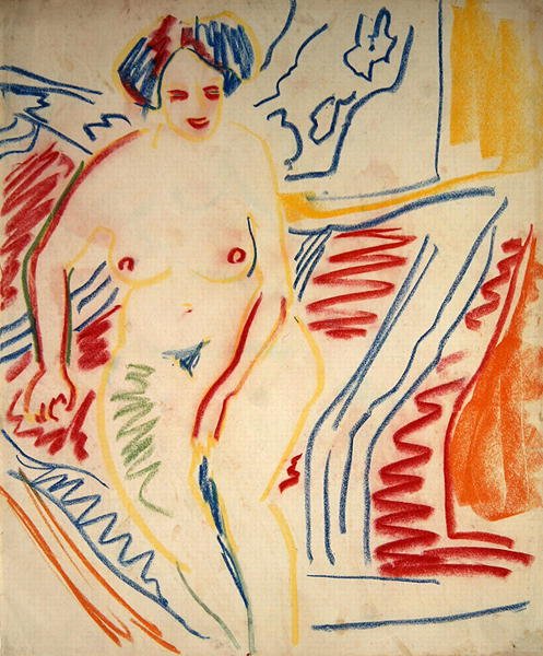 Meztelenül ülő kék hajjal alkotó: Ernst Ludwig Kirchner