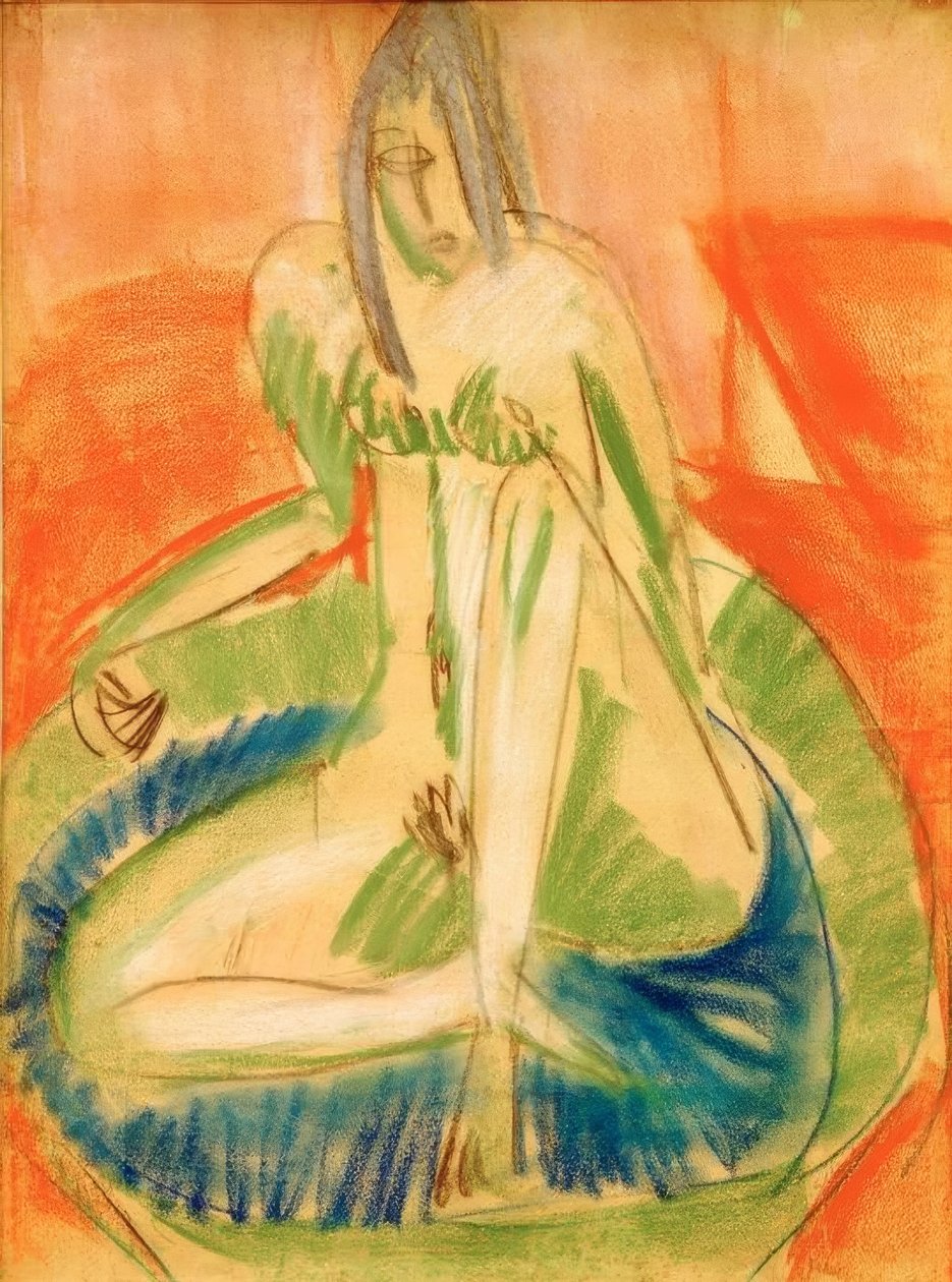 Meztelen nő ül a kádban alkotó: Ernst Ludwig Kirchner