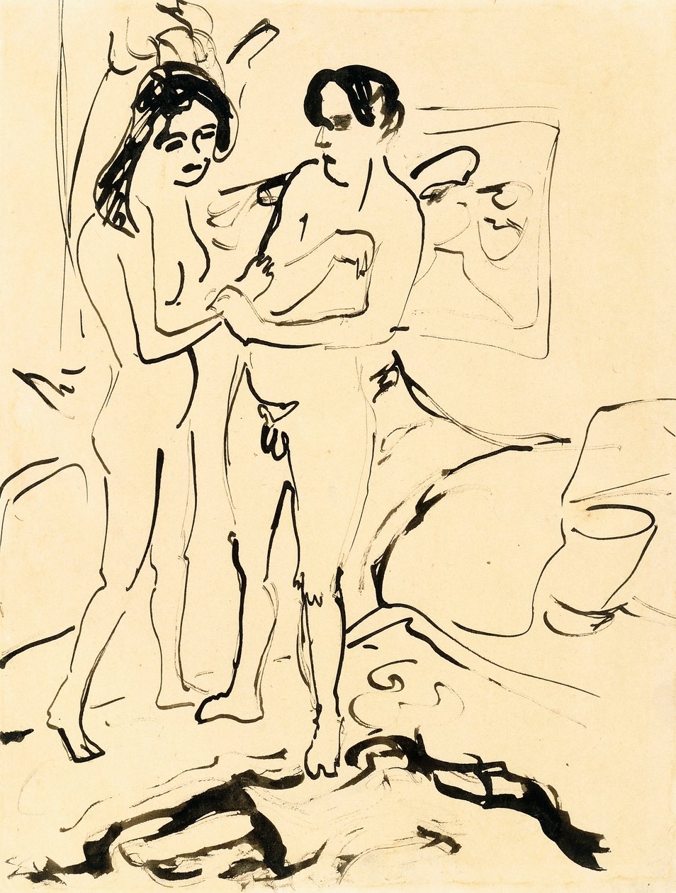 A pár, 1907 körül alkotó: Ernst Ludwig Kirchner