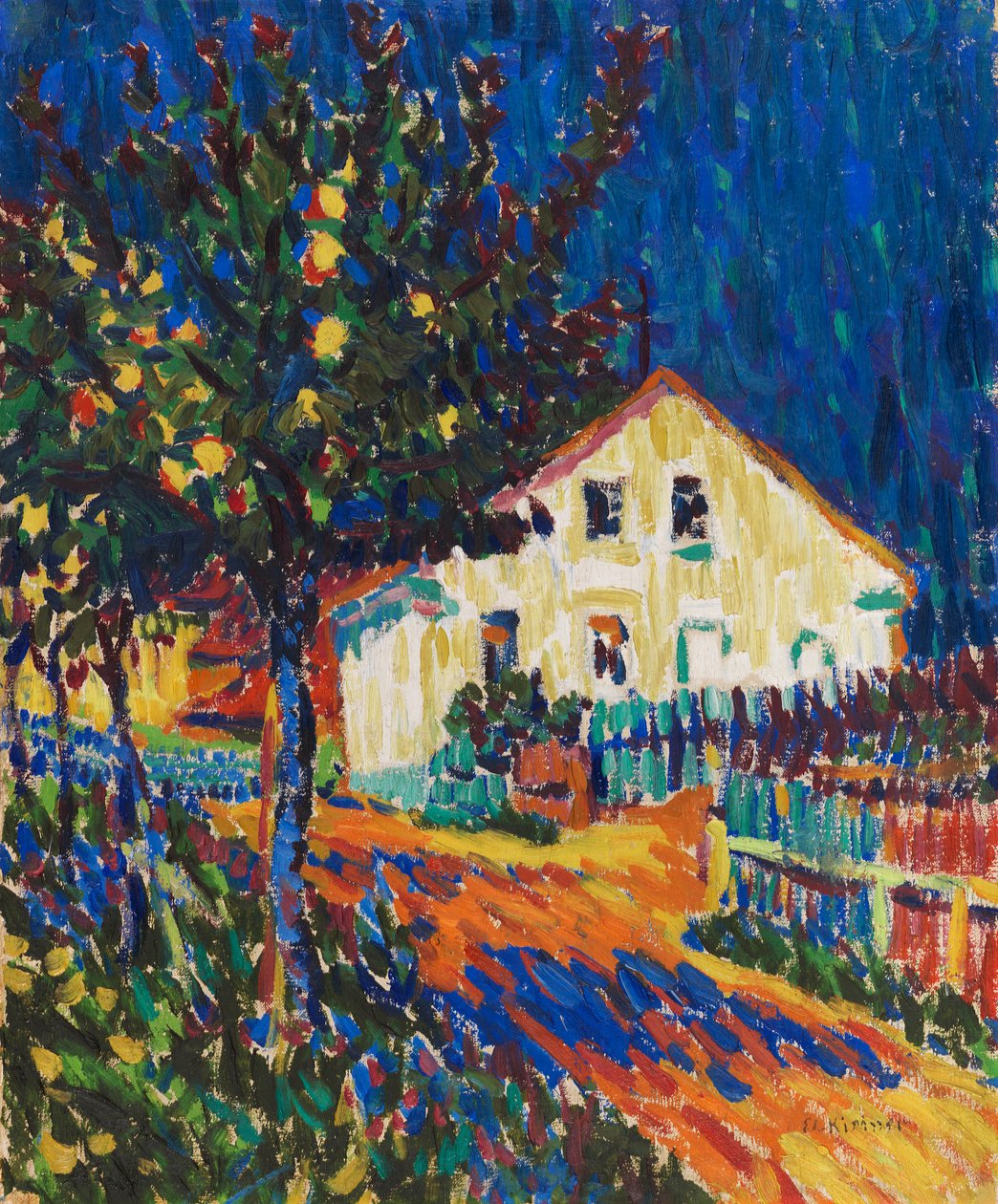 Falusi utca almafákkal, 1907. alkotó: Ernst Ludwig Kirchner