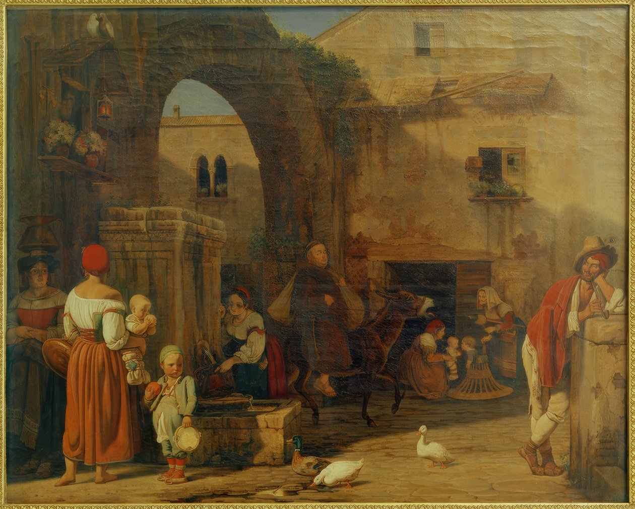 E. Meyer, a piactéren és a szökőkútnál Tivoli közelében alkotó: Ernst Meyer