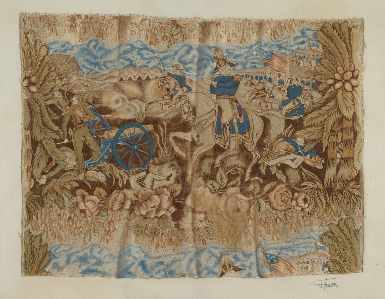 Történelmi nyomtatott pamut, c. 1939. alkotó: Esther Hansen