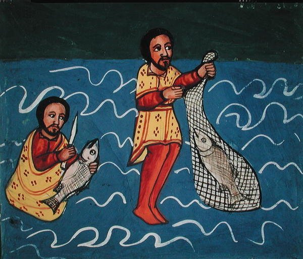 Két halász (vellum) alkotó: Ethiopian School