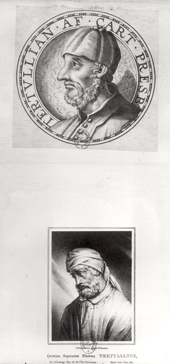 Két portré Quintus Septimus Florens Tertullianusról (kb. 160-kb. 220), ismert Tertullianusról alkotó: Etienne Gautier
