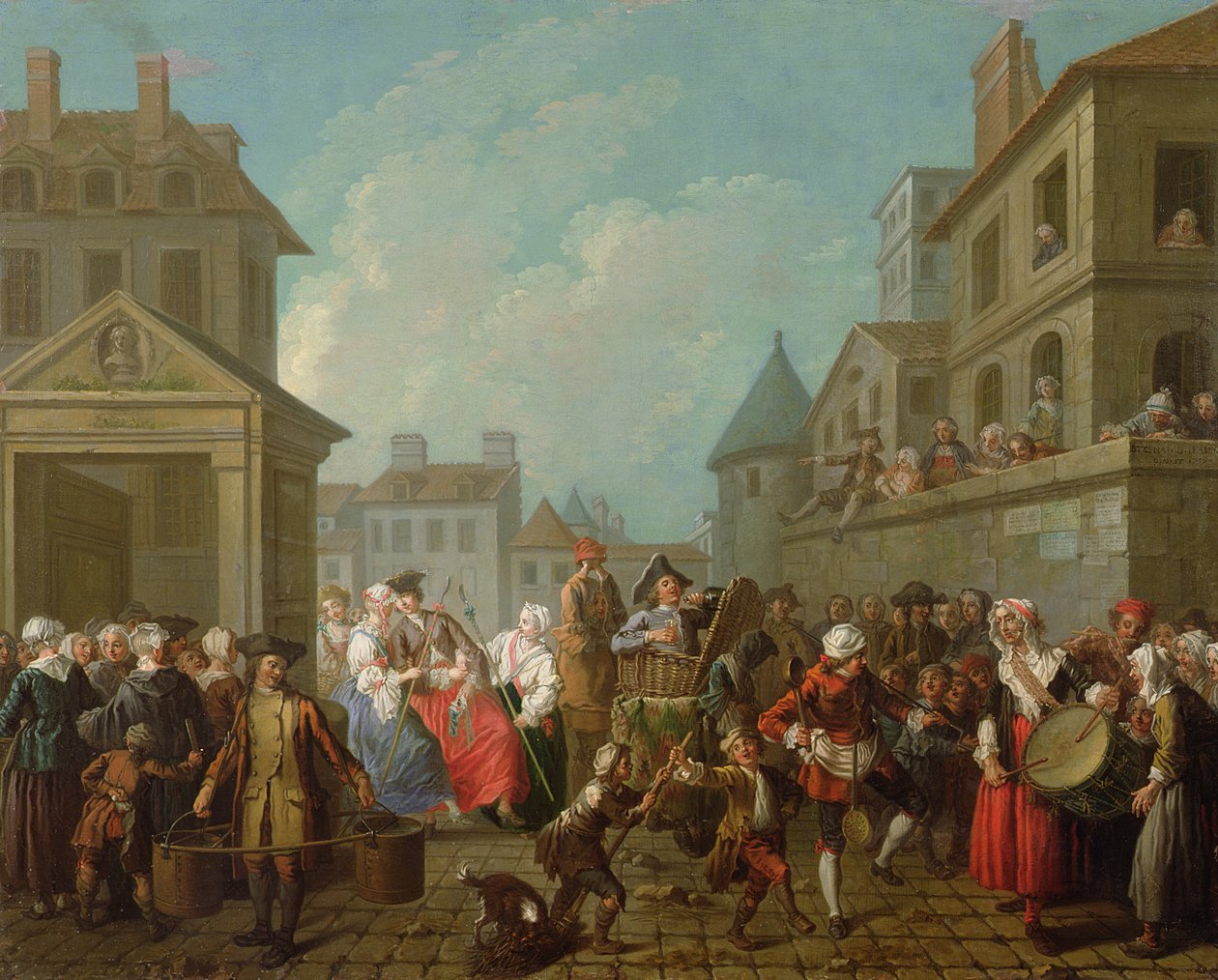 Utcai karnevál Párizsban, 1757 alkotó: Étienne Jeaurat