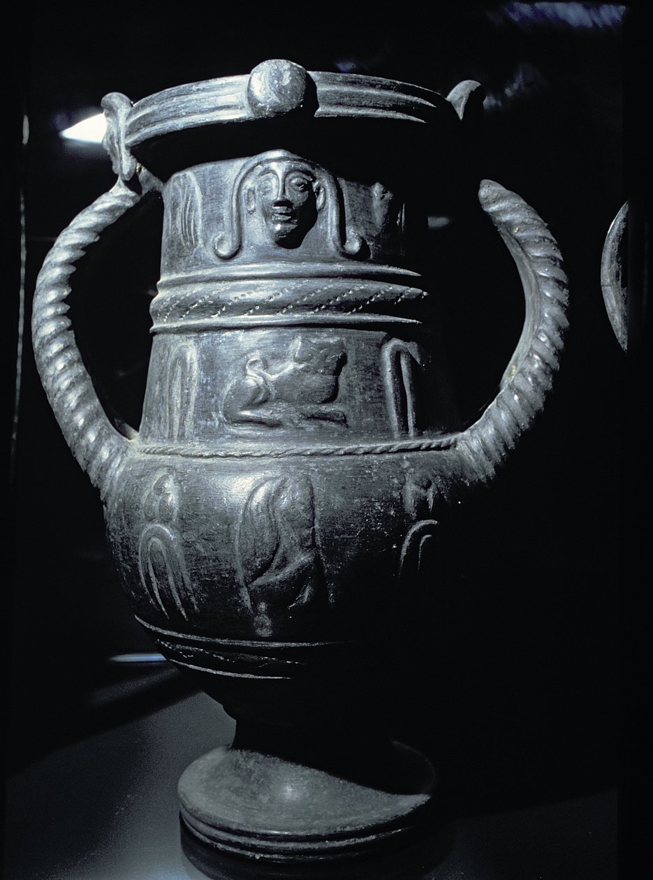 Fekete figurás váza, etruszk, ie 6. század (bucchero edények) alkotó: Etruscan