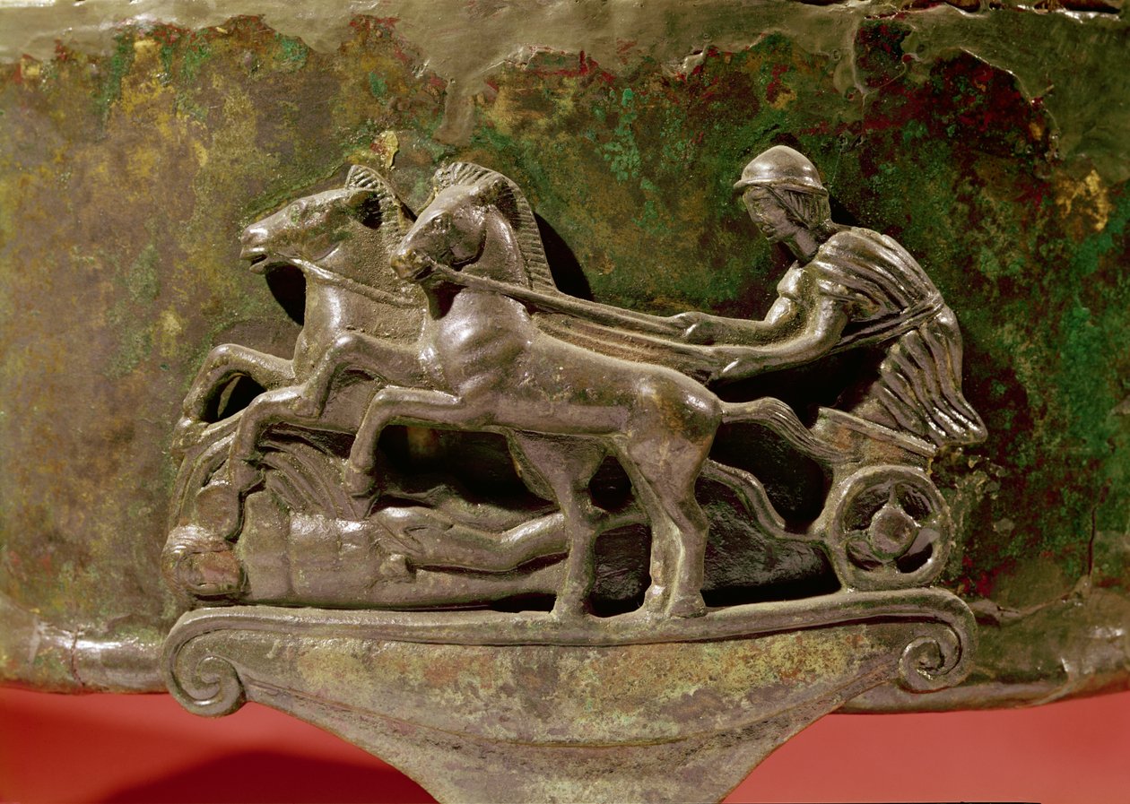 Szekér a szekerén, részlet egy ciszternából, Kr.e. 8-1. század (bronz) alkotó: Etruscan