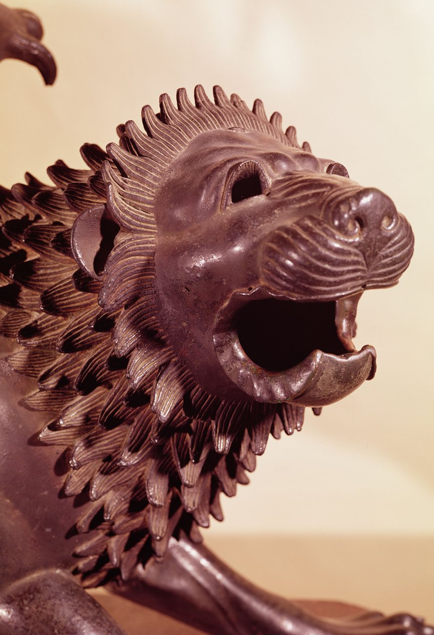 Kiméra, a fej részlete bronz alkotó: Etruscan
