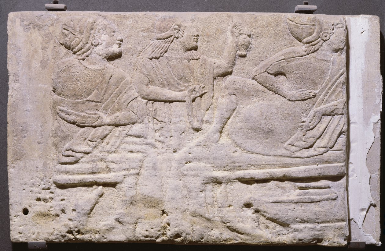 Cippi bankettet mutat (mészkő) alkotó: Etruscan