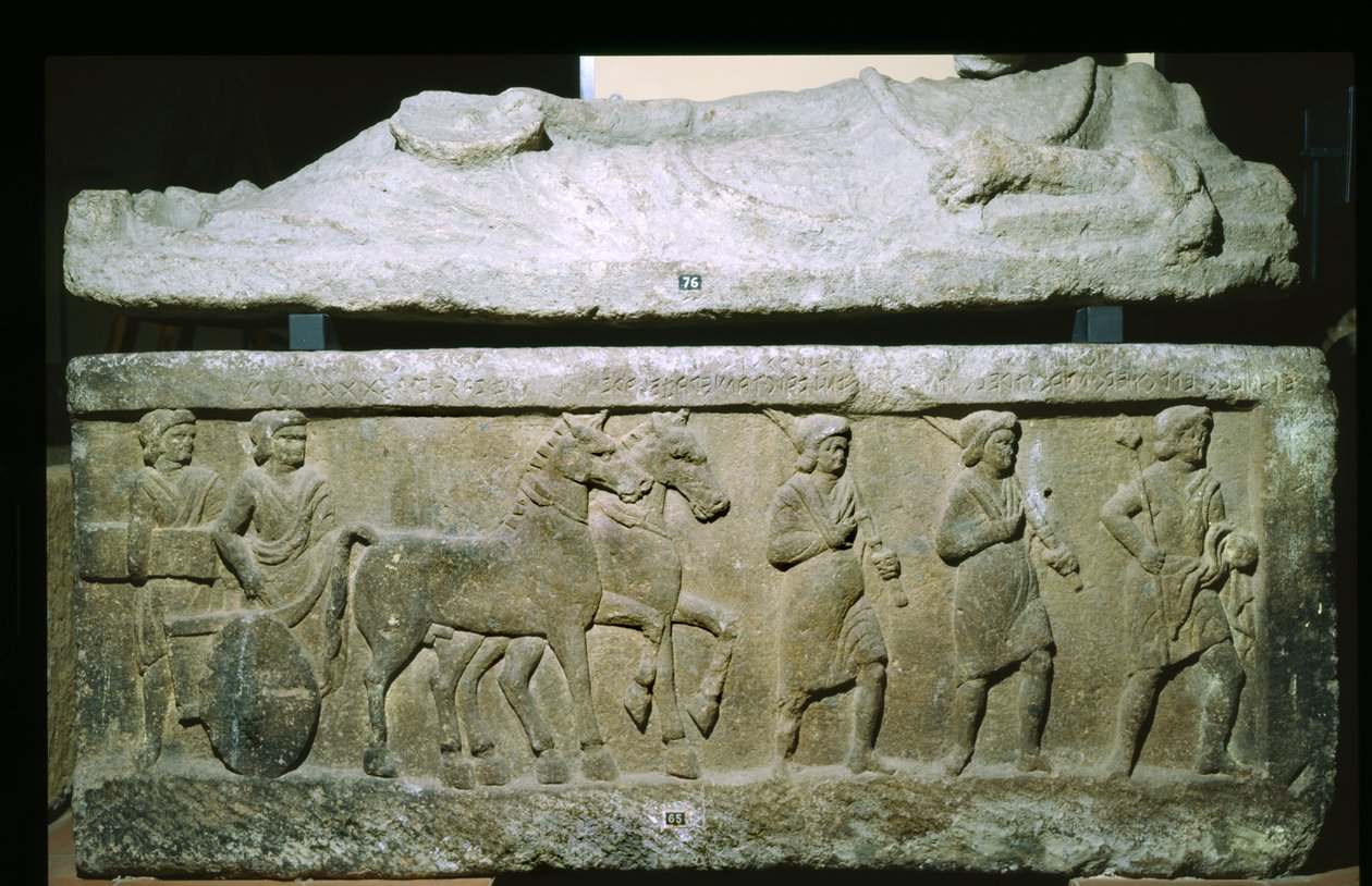 Szarkofág a Banditaccia Necropolisból, Cerveteri, Olaszország (mészkő) alkotó: Etruscan