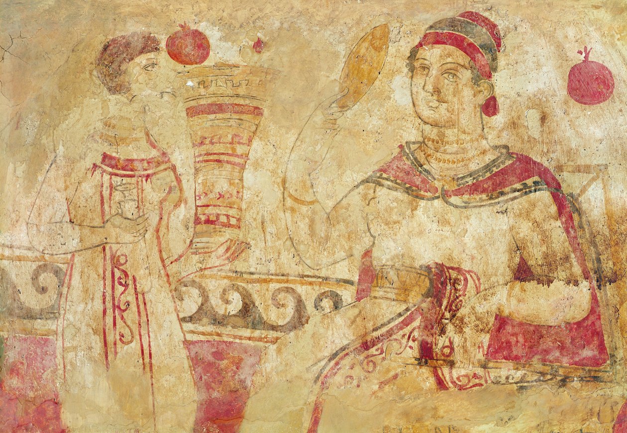 Nő a WC-nél, temetési jelenet, Samnite-korszak, Kr.e. 5-4. század (falfestmény) alkotó: Etruscan