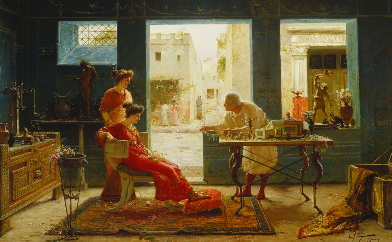 Pompeii régiségek (olaj, vászon) alkotó: Ettore Forti