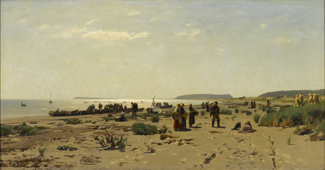 Tengerparti táj (Halászotthon) alkotó: Eugene Gustav Dücker
