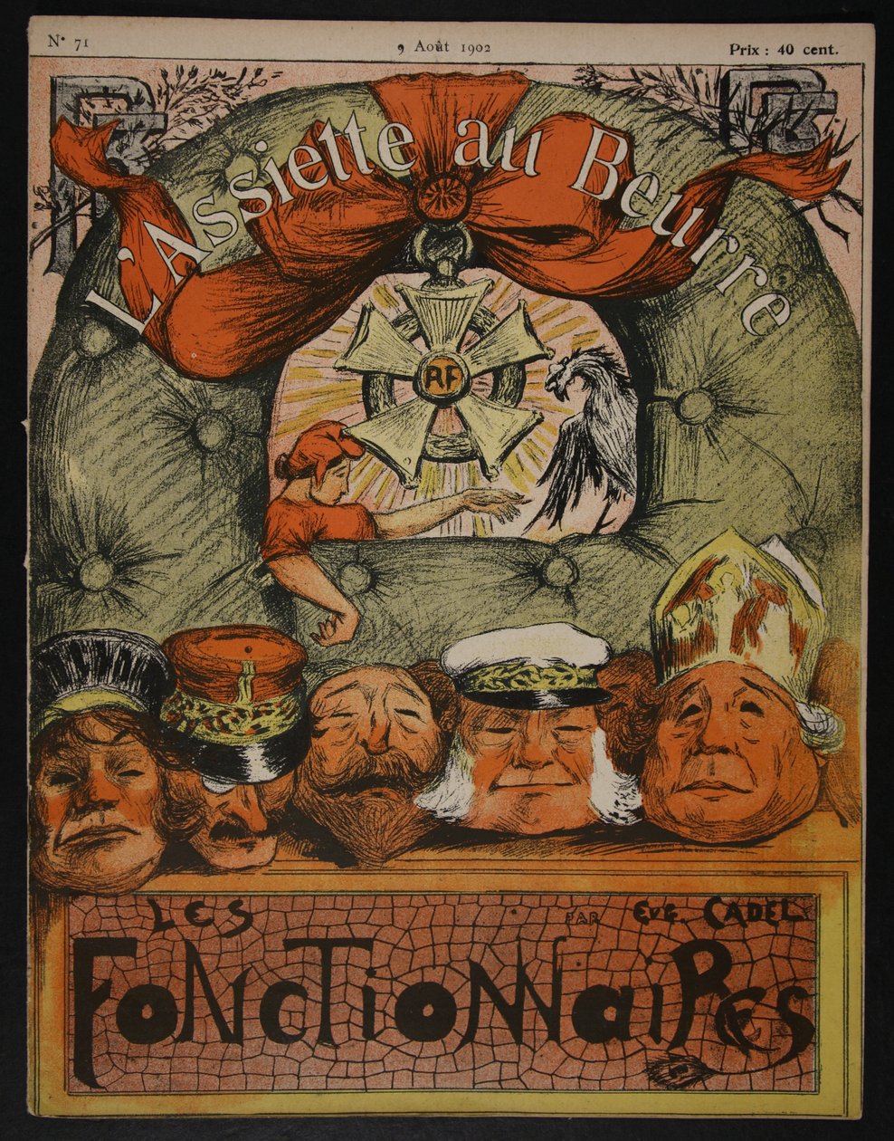 Első borító, a „The Butter Plate: The Officials” című filmből, 1902. augusztus 9 alkotó: Eugene Cadel
