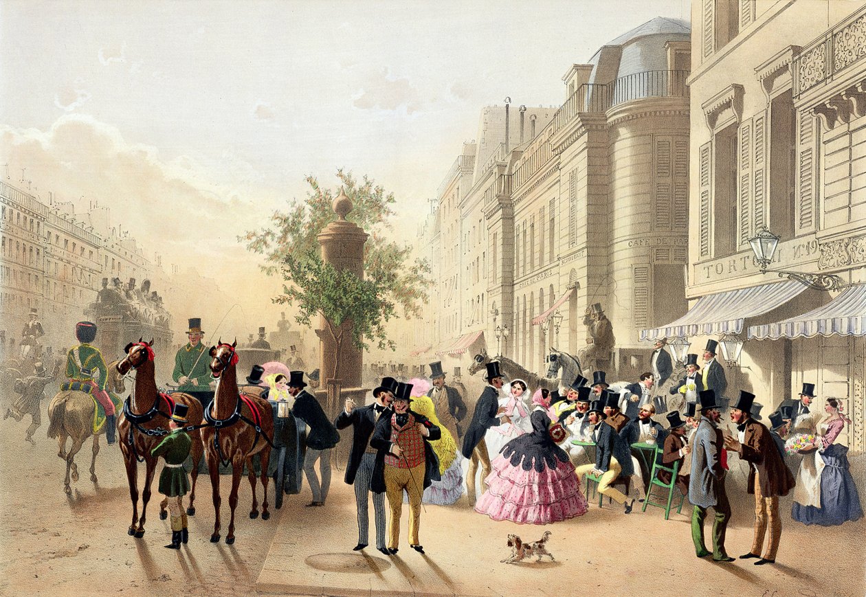 Boulevard des Italiens, a "Physionomies de Paris"-ból, 1856 alkotó: Eugene Charles Francois Guerard