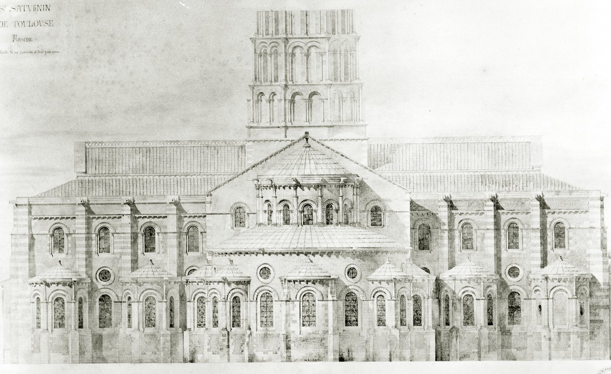 Szent Sernin-bazilika, Toulouse (ceruza és WC papíron) alkotó: Eugene Emmanuel Viollet le Duc