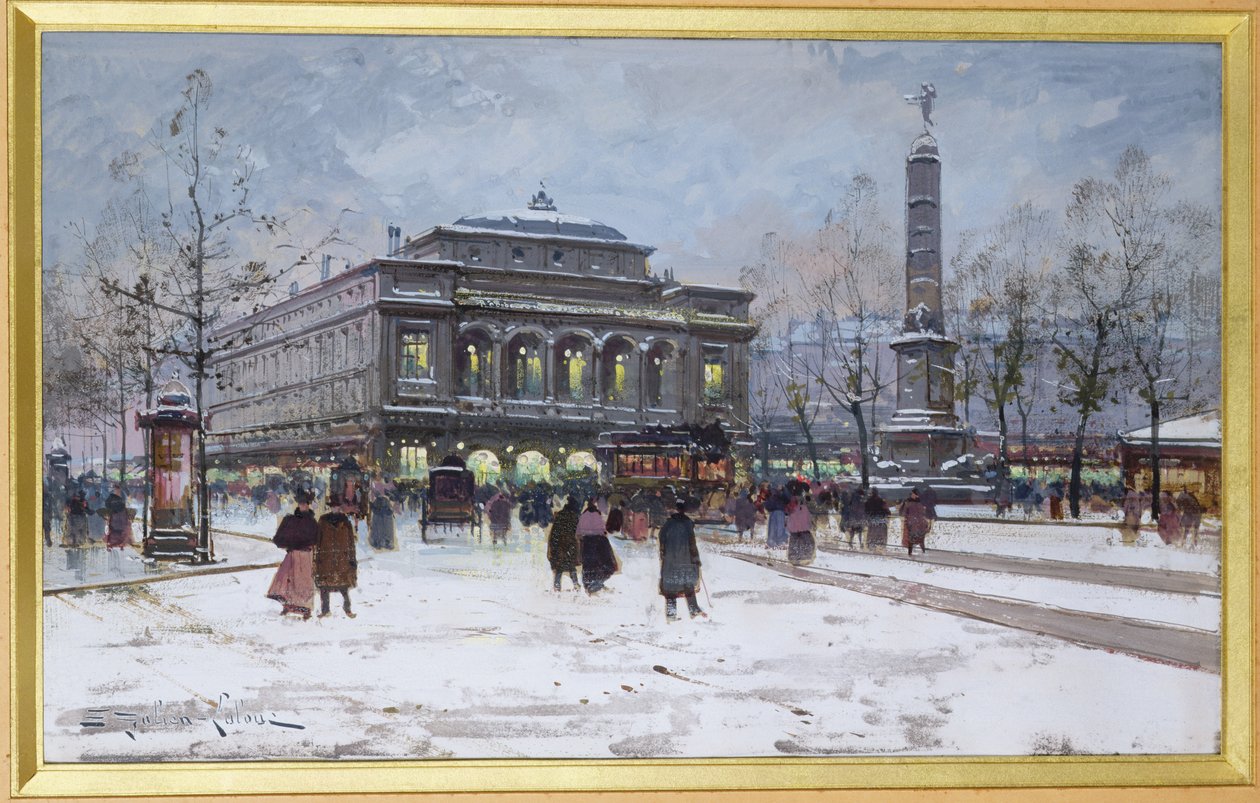 A Place du Chatelet, Párizs alkotó: Eugene Galien Laloue