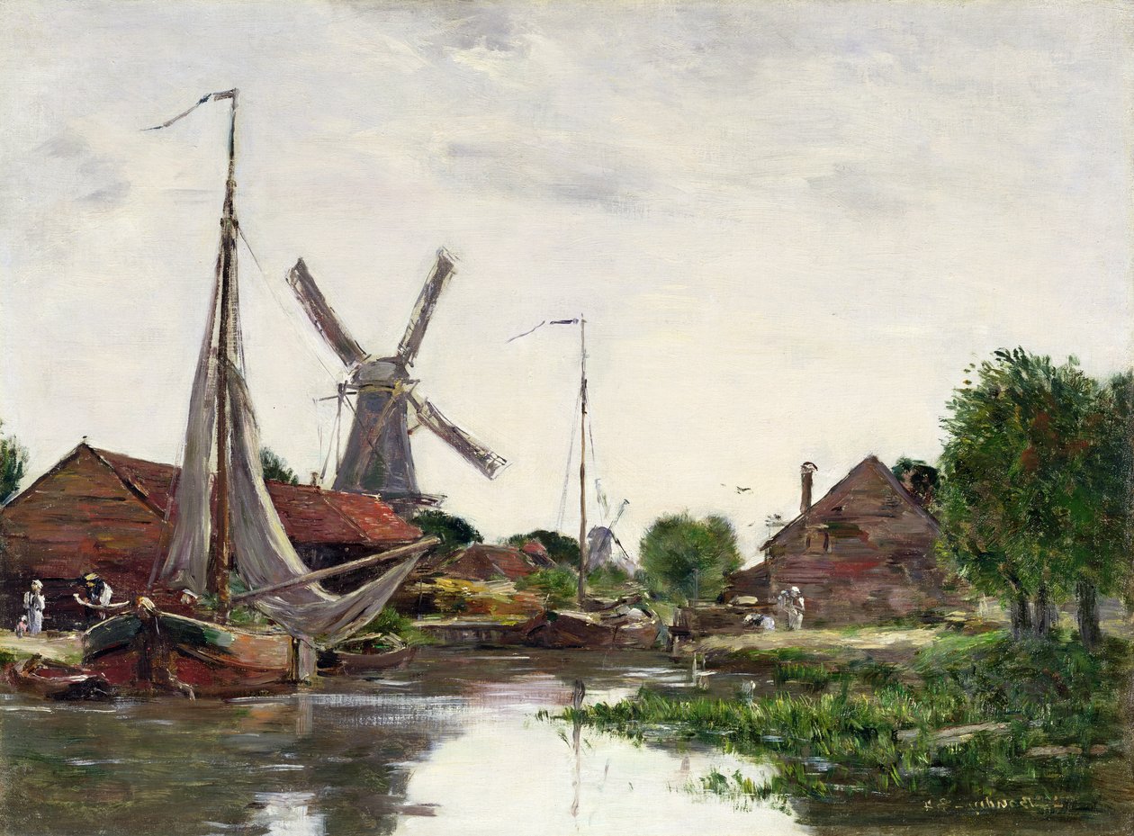 Dordrecht, Szélmalom a Maas partján, 1884 alkotó: Eugene Louis Boudin