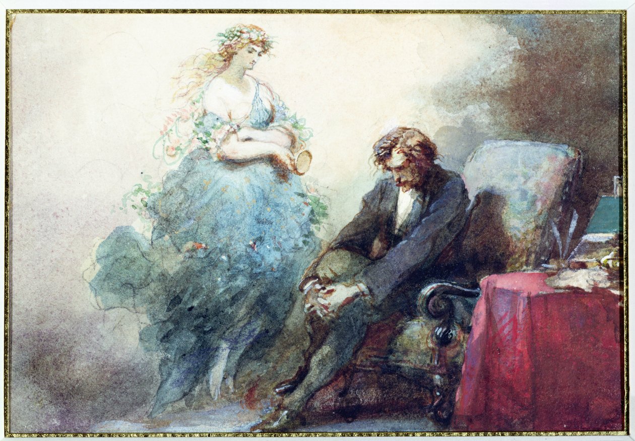 La Nuit de Mai, illusztráció Alfred Musset (1810-57) „Les Nuits” című művéből alkotó: Eugene Louis Lami