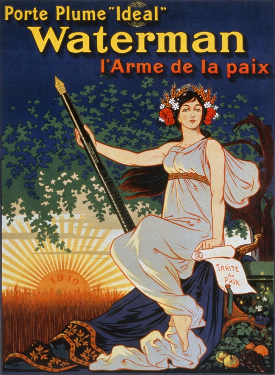 Vigye magával az „Ideális” Waterman Pent – a béke fegyverét, 1919 alkotó: Eugene Oge