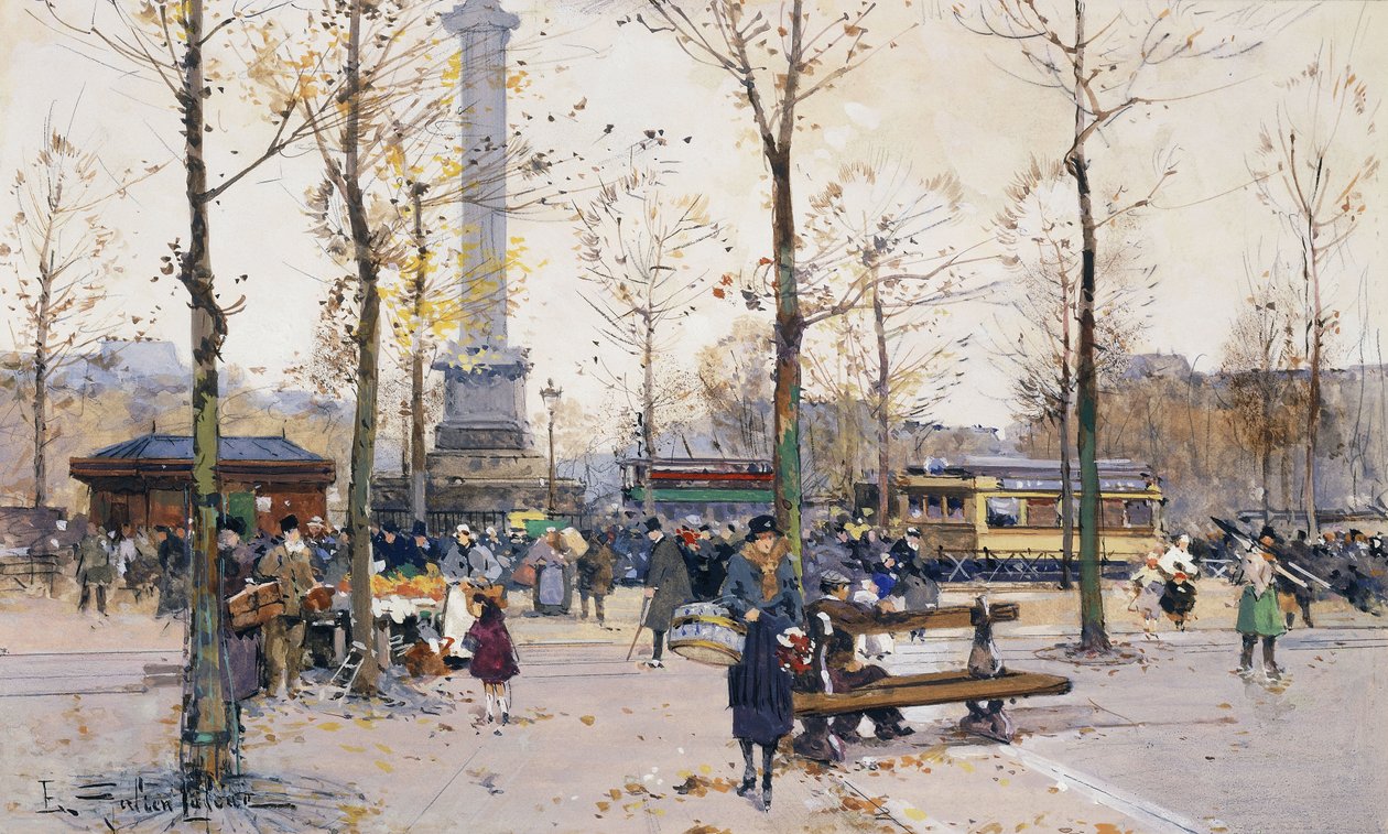 Place de la Bastille, Párizs alkotó: Eugene Galien Laloue