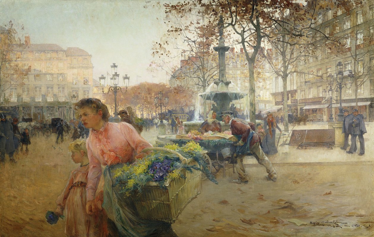 Place du Theatre Francais, Párizs alkotó: Eugene Galien Laloue