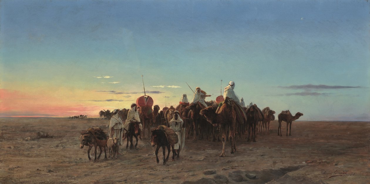 The caravan at dusk alkotó: Eugene Alexis Girardet