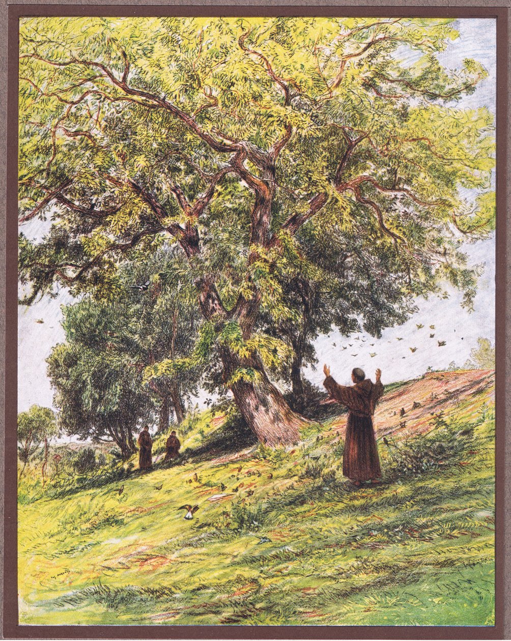 Szent Ferenc a madaraknak prédikál, 1919 alkotó: Eugene Burnand