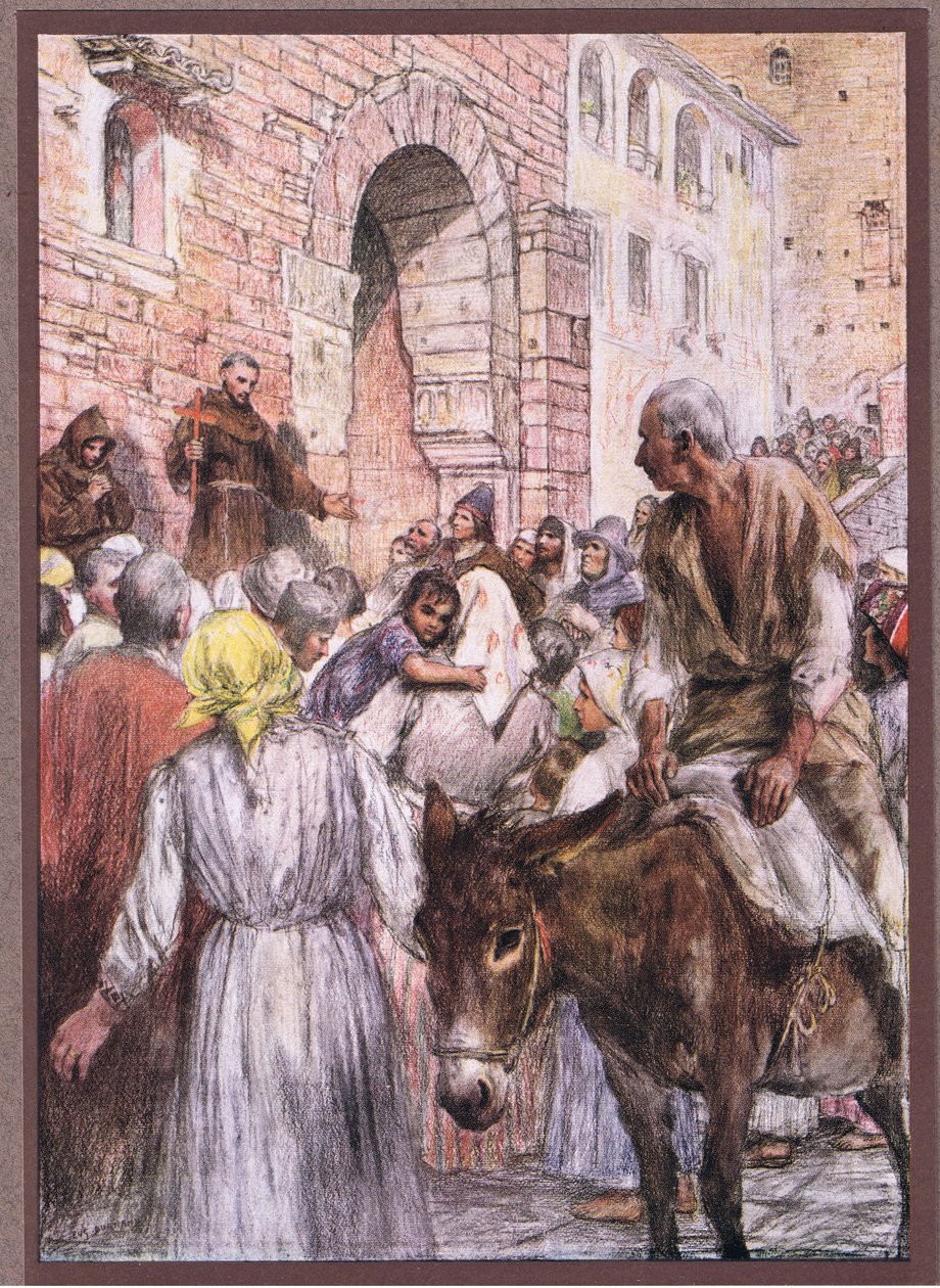 Szent Ferenc prédikál Bolognában, 1919 alkotó: Eugene Burnand