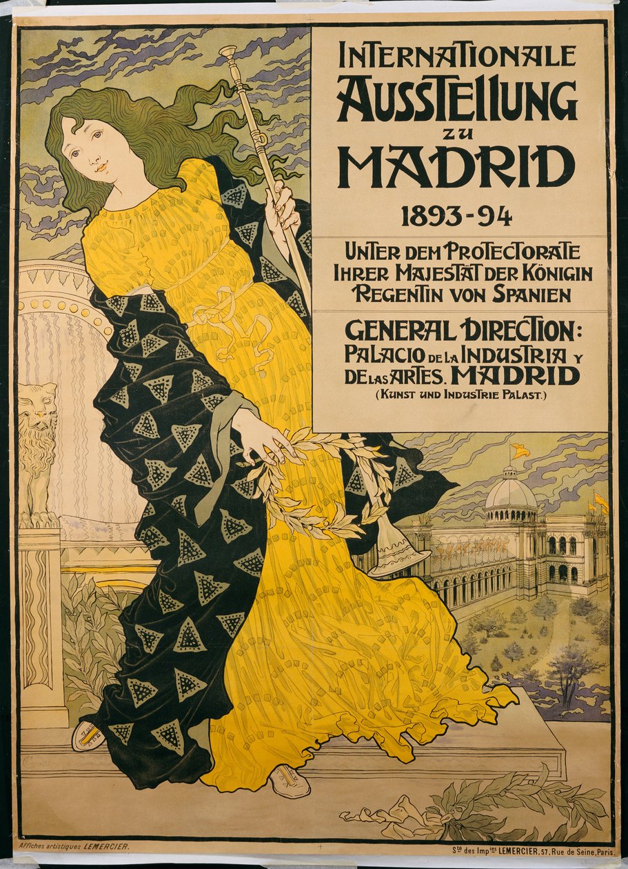 Reklámplakát "Nemzetközi kiállítás Madridban", 1893 alkotó: Eugene Grasset