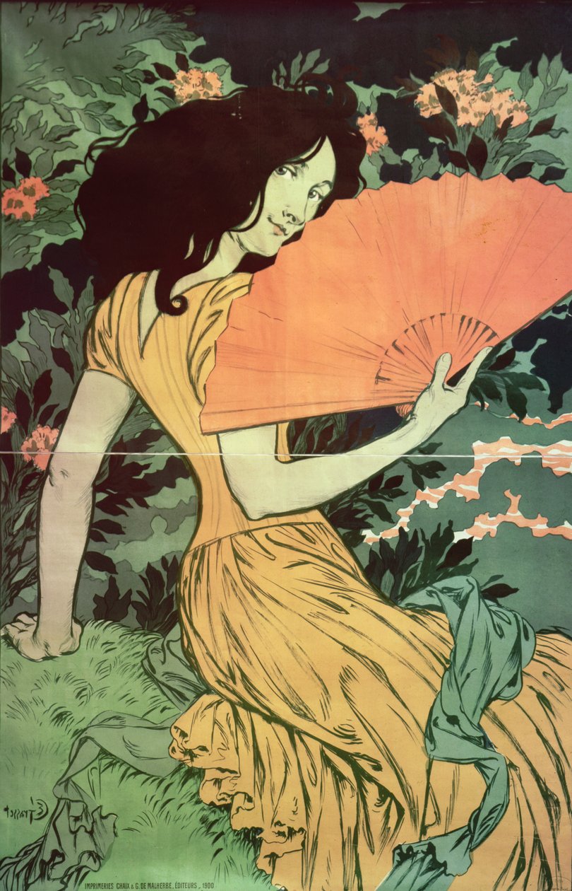 Nő legyezővel, 1900 alkotó: Eugene Grasset