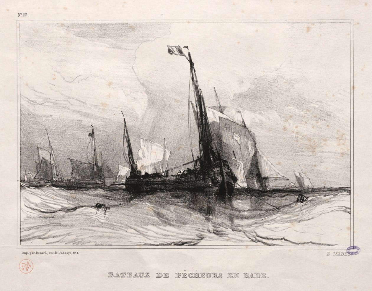 Halászhajók horgonynál, 1836. alkotó: Eugene Isabey