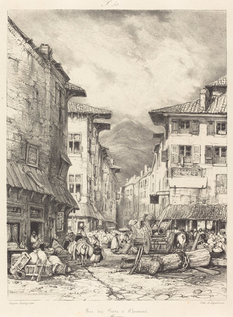 Rue des Gras Clermontban alkotó: Eugene Isabey