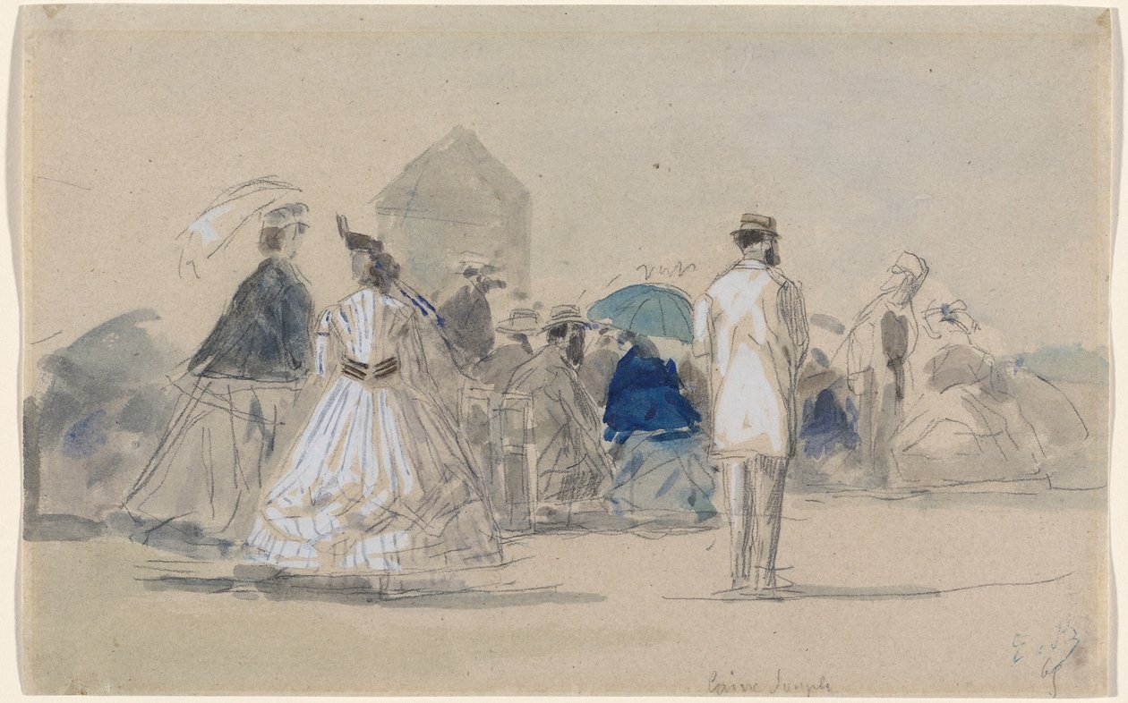 Krinolinok a tengerparton c. 1865. alkotó: Eugene Louis Boudin