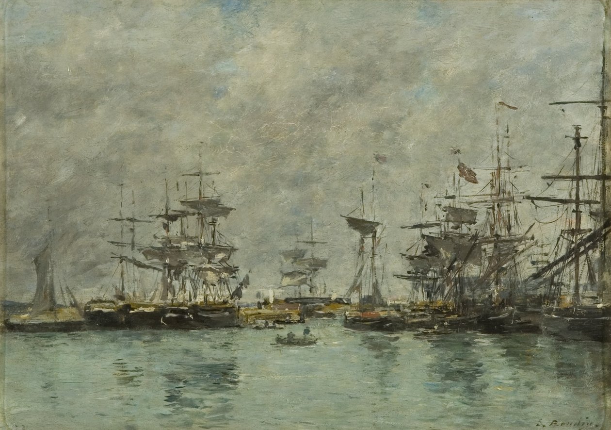 Kikötői jelenet alkotó: Eugene Louis Boudin