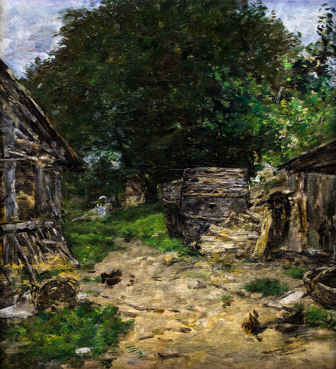 Tájkép. Egy tanya belseje alkotó: Eugene Louis Boudin