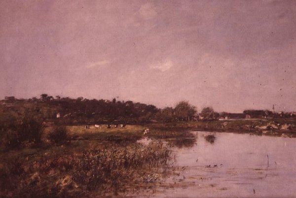 A Touques partján alkotó: Eugene Louis Boudin