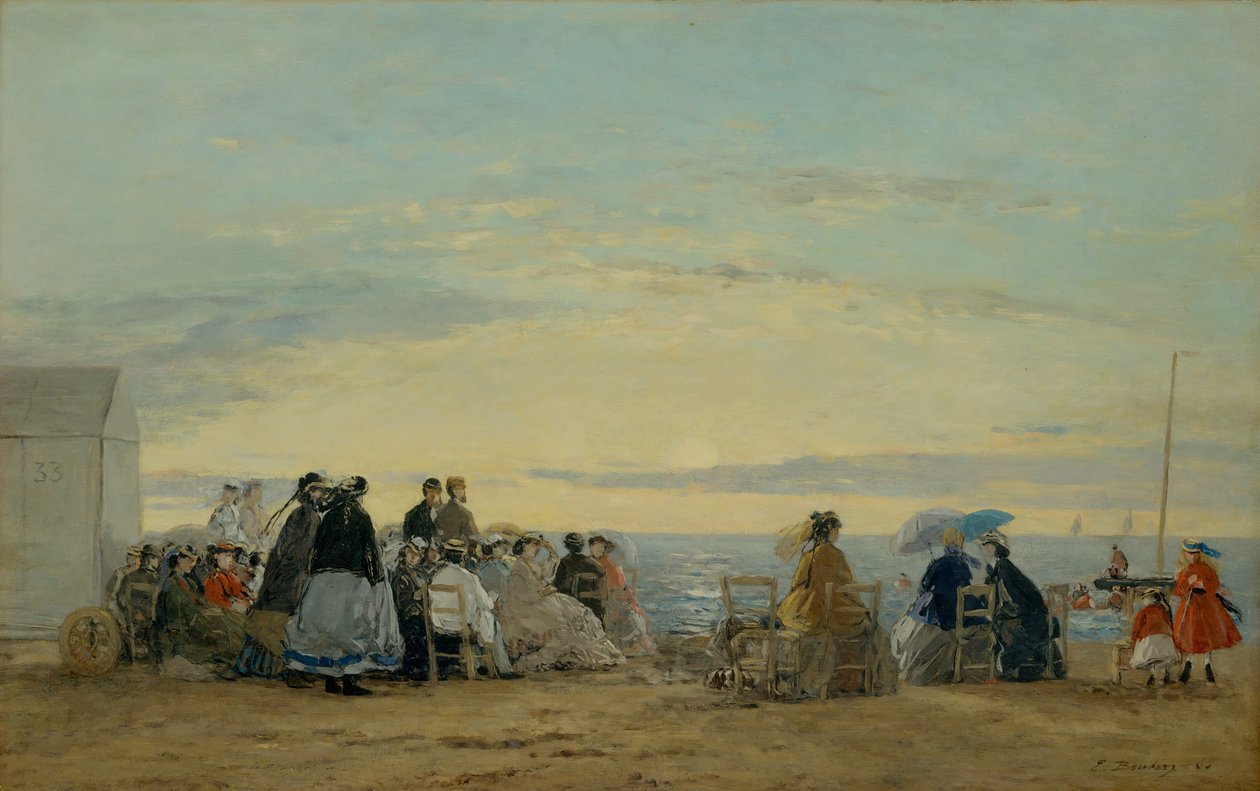 A tengerparton, naplemente, 1865. alkotó: Eugene Louis Boudin
