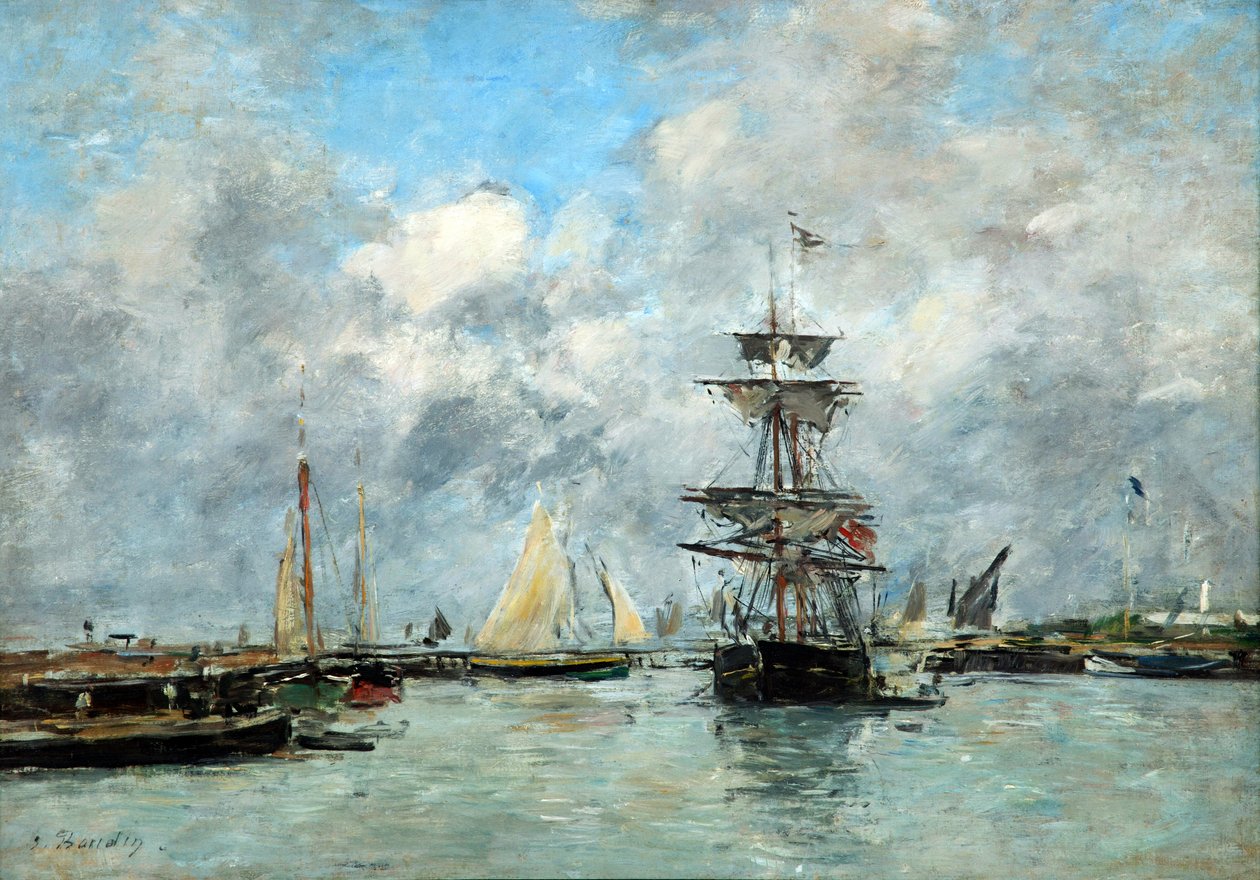 Trouville Harbour (oil on canvas) alkotó: Eugene Louis Boudin