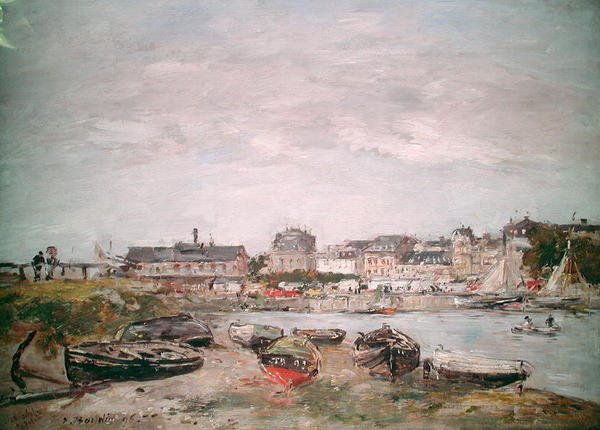 Kilátás a kikötőre, Trouville alkotó: Eugene Louis Boudin