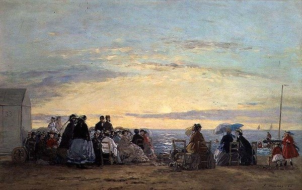 Nézni a naplementét a tengerpartról alkotó: Eugene Louis Boudin