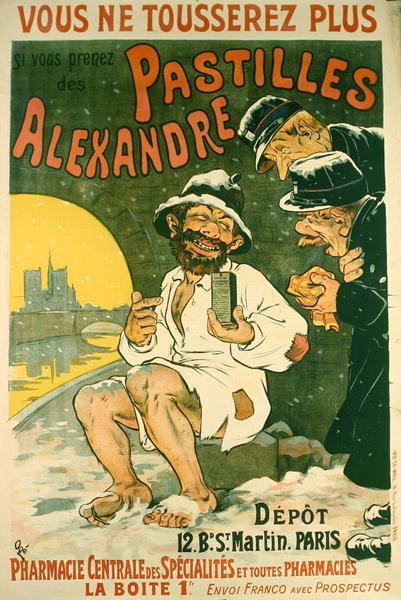 „Pastilles Alexandre” (színes litho) reklámplakát alkotó: Eugene Oge