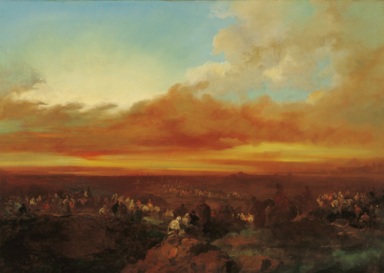 A partra érkező arab karavánok. alkotó: Eugenio Lucas Velázquez