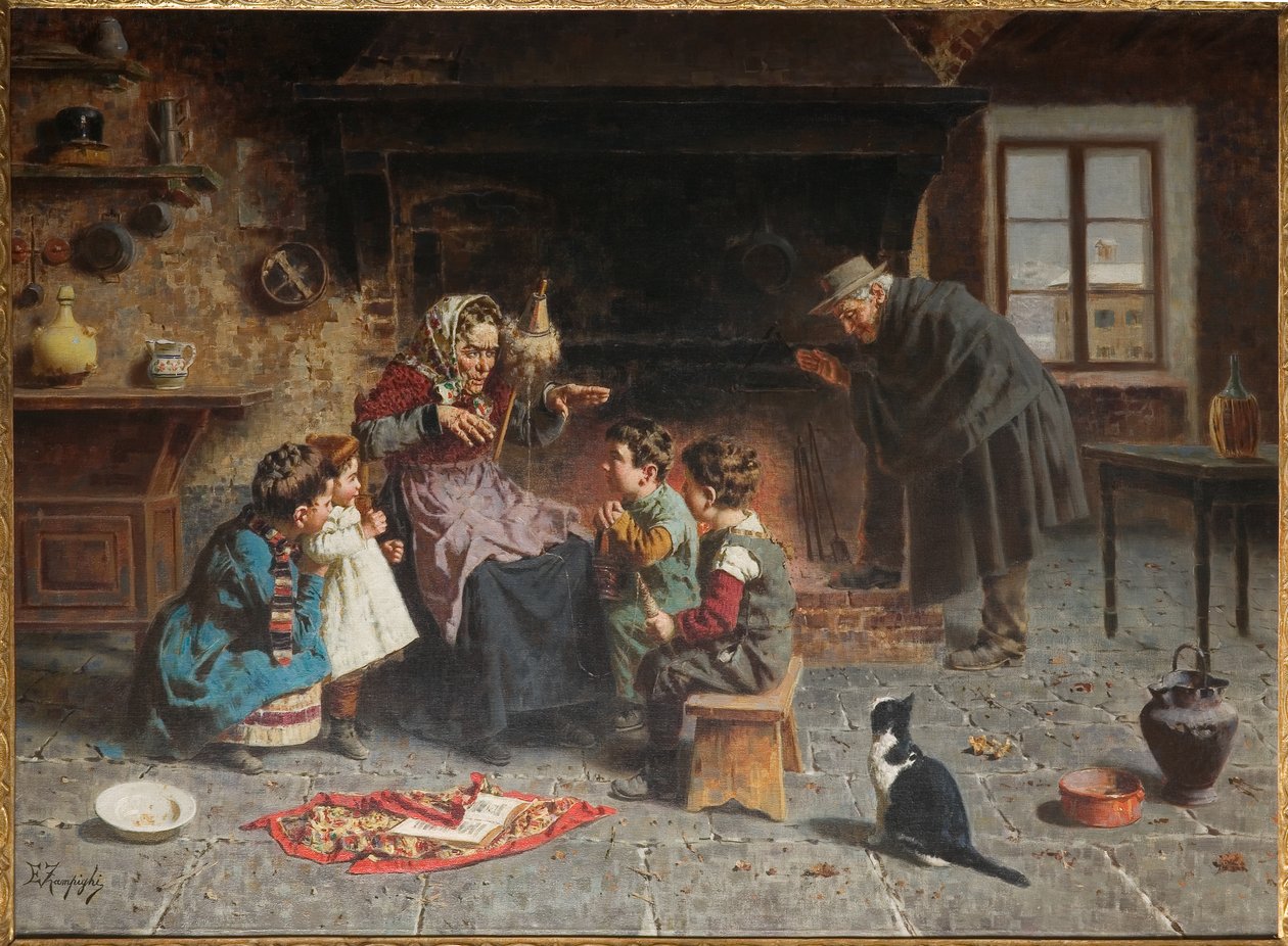 A nagymamánál (olaj, vászon) alkotó: Eugenio Zampighi