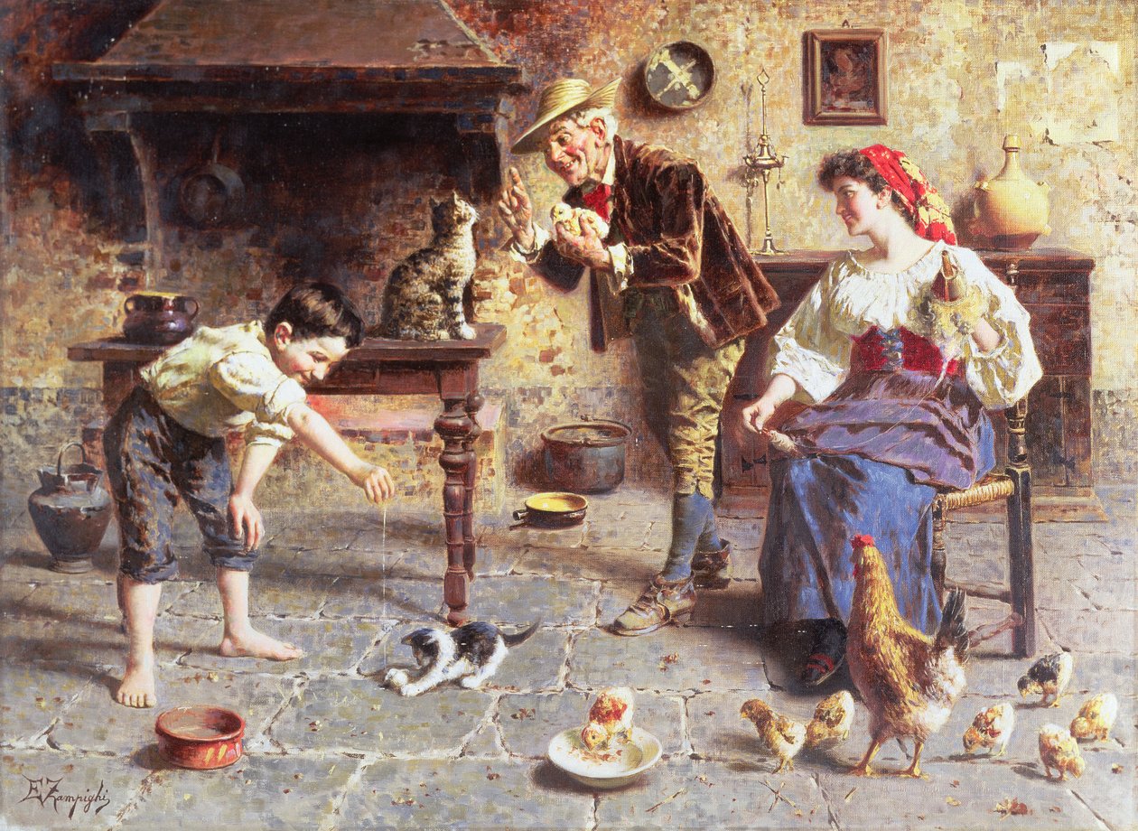 A konyhában (festés) alkotó: Eugenio Zampighi