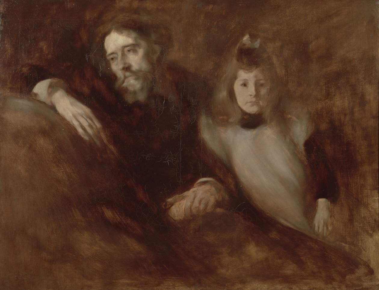Alphonse Daudet (1840-97) és lánya, Edmee portréja, 1891 alkotó: Eugène Carrière